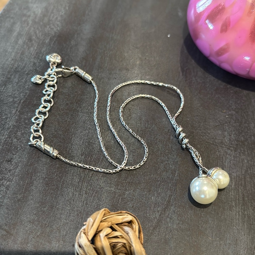 Silver Pearl Drop Necklace - Women Jewelry